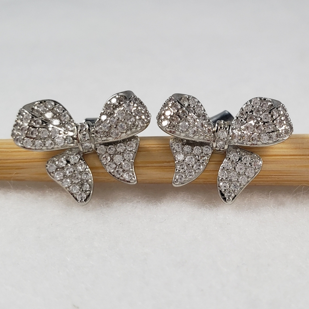 Pave Bow Studs - Picture 2 of 7